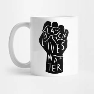 black lives matter | black power fist (black on white background) Mug